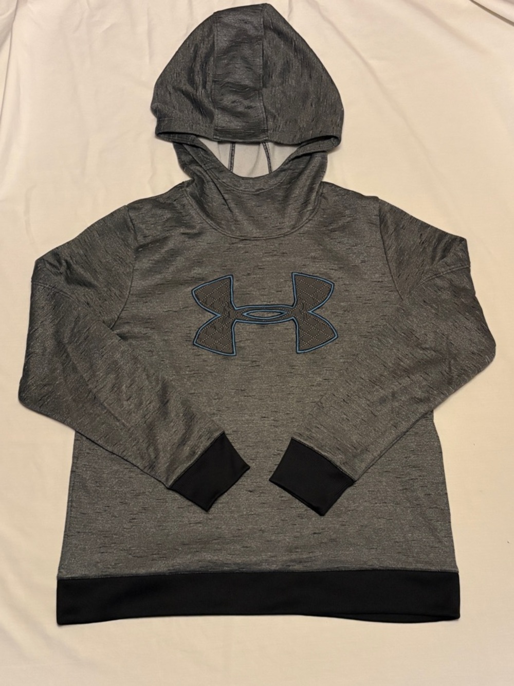 Under Armour Pullover Loose ColdGear Hoodie Gray Quilted Logo Men's Size L